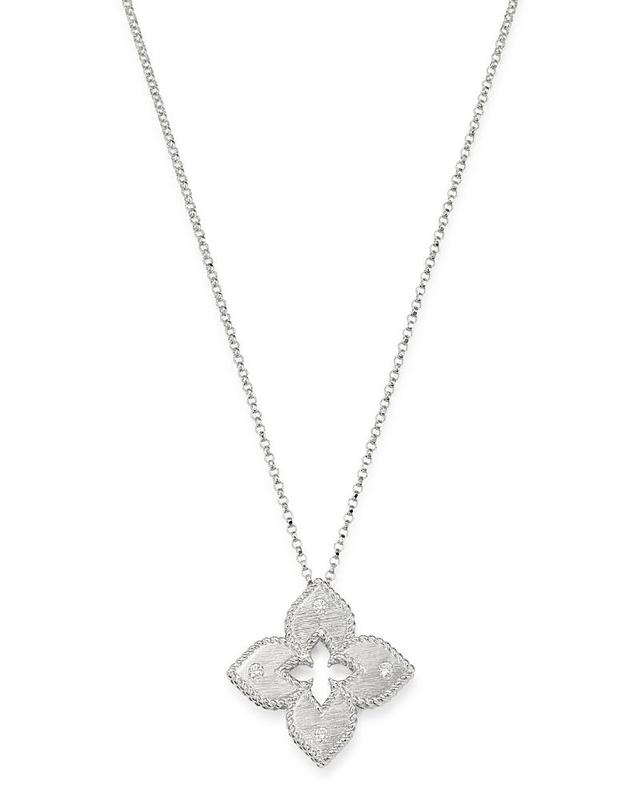 Womens Petite Venetian 18K White Gold & Diamond Pendant Necklace Product Image