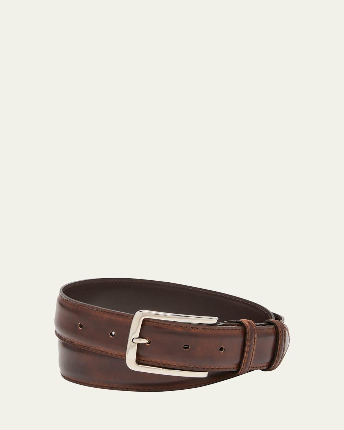 Mens 35mm Burnished Leather Belt Product Image