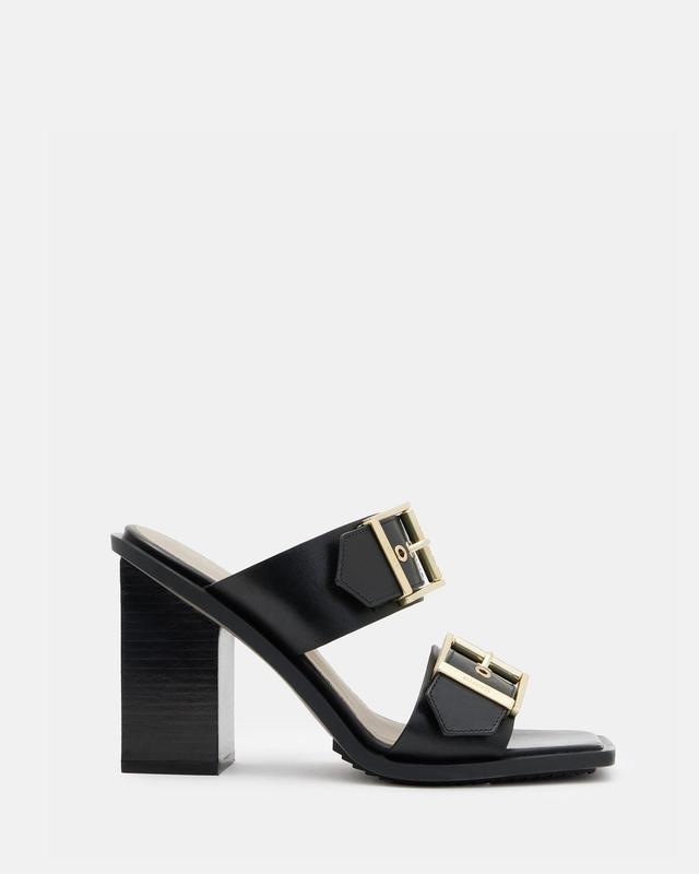 Camille Leather Buckle Strap Block Heels Product Image