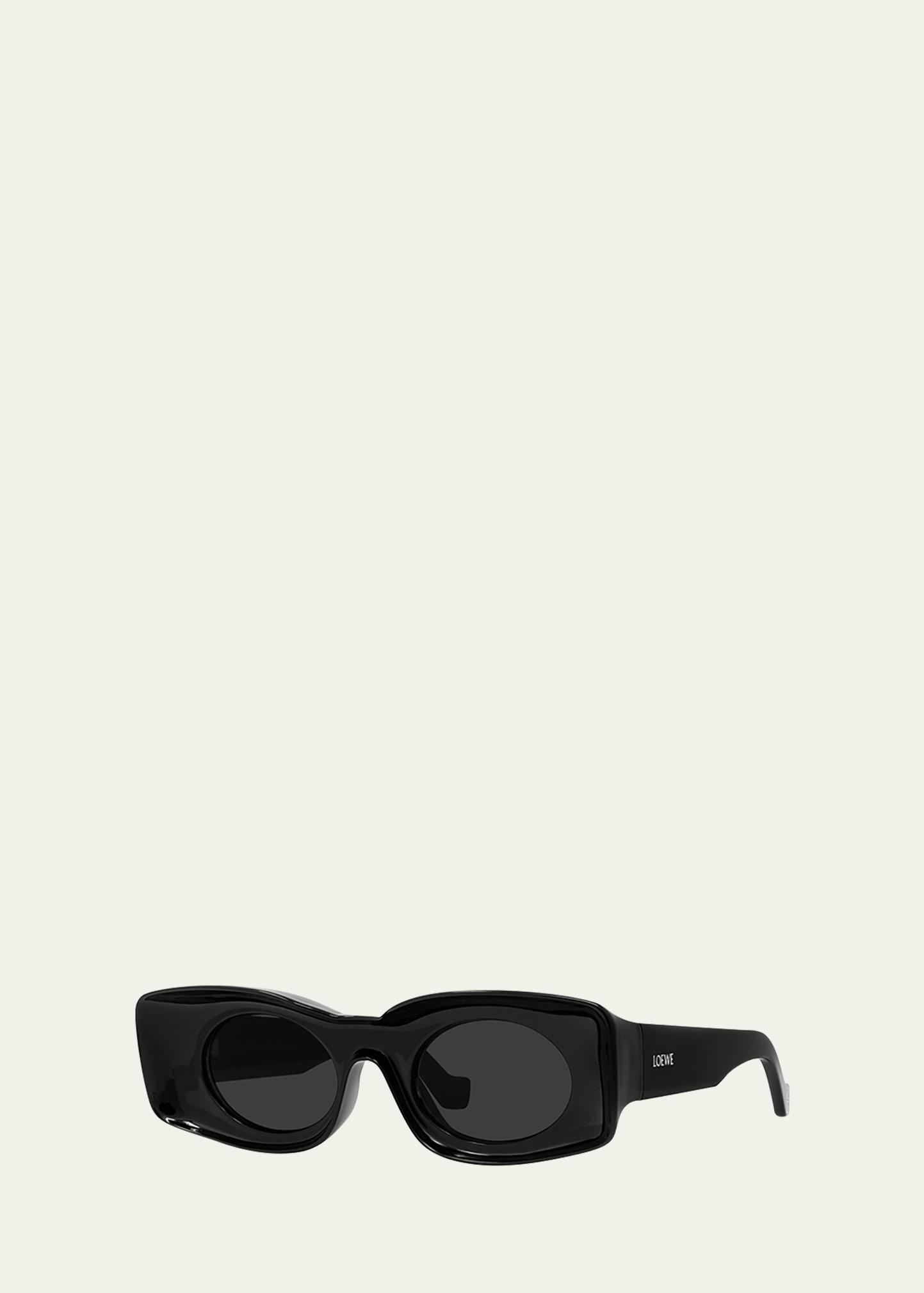 Mens Geometric Logo Acetate & Plastic Rectangle Sunglasses Product Image