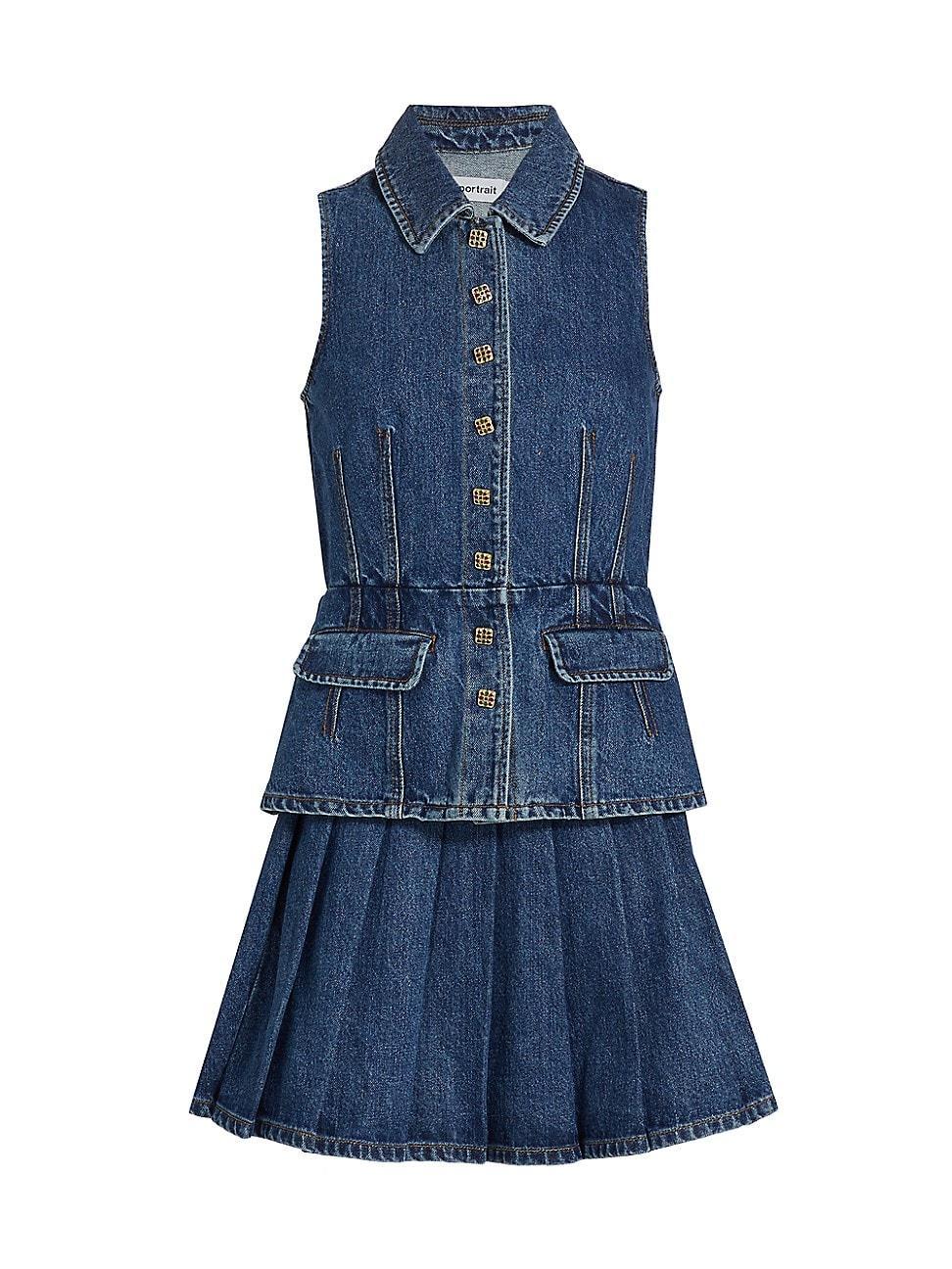 Womens Tailored Denim Peplum Minidress Product Image