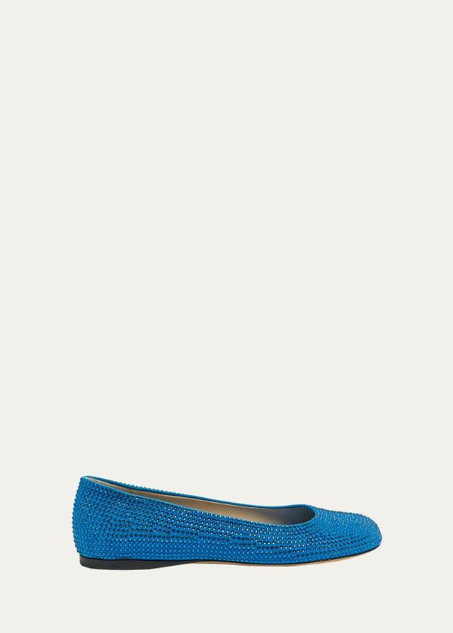 Toy Strass Leather Ballerina Flats In Blue Product Image