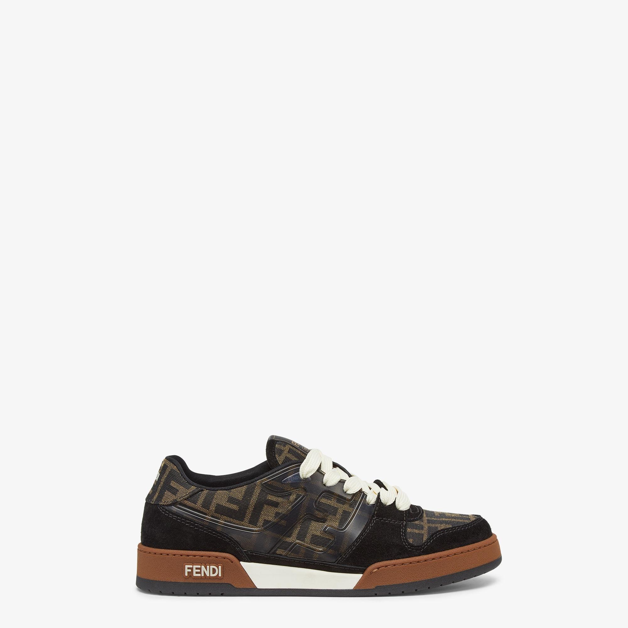 Fendi Match SneakersBrown FF jacquard and black suede fabric low-tops Product Image