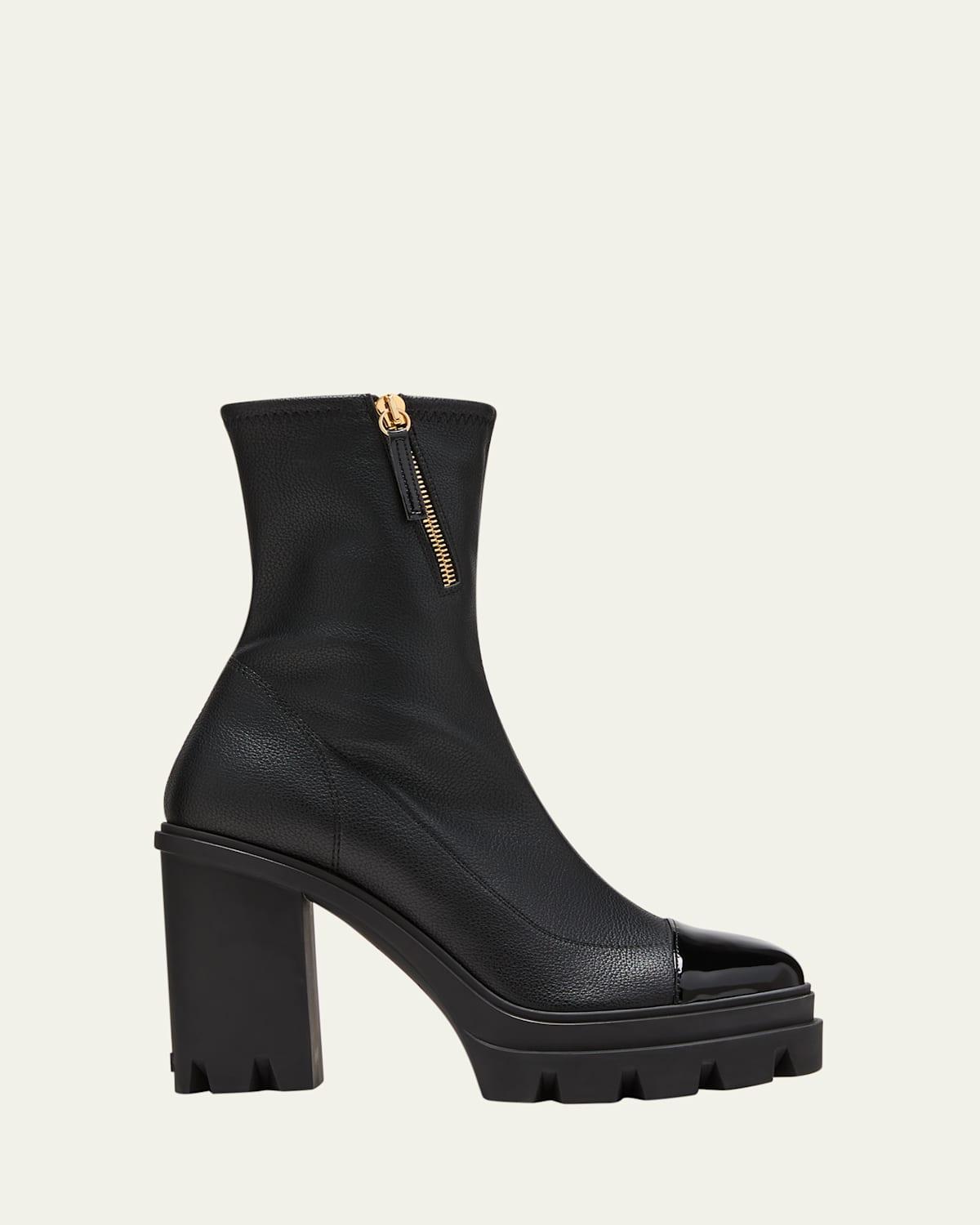 Mixed Leather Cap-Toe Platform Booties product image