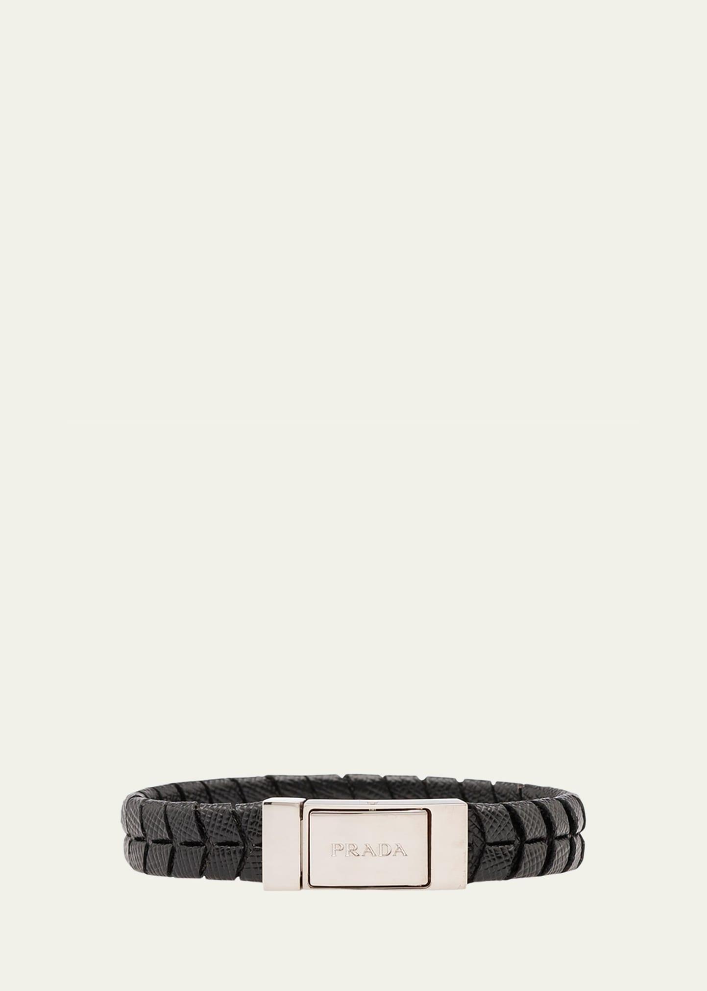 Mens Saffiano Leather Bracelet Product Image