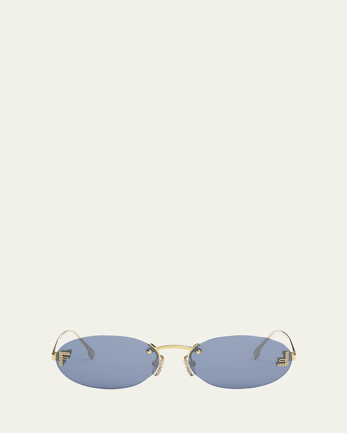 Embellished FF Oval Metal Sunglasses Product Image