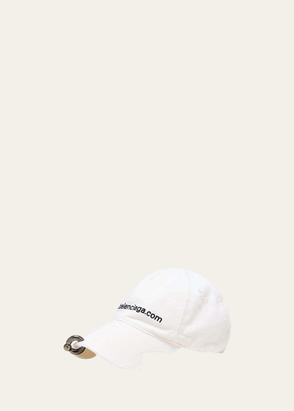 BALENCIAGA Front Piercing Faded Cap In White Product Image