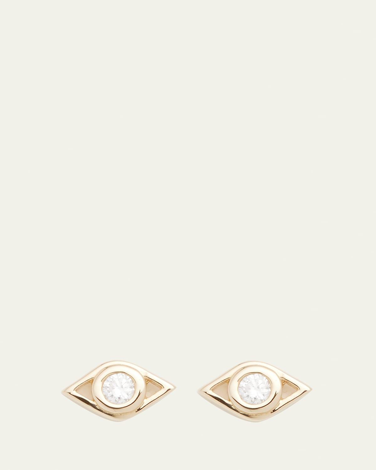 Womens 14K Yellow Gold & 0.03 TCW Diamond Evil Eye Stud Earring Product Image