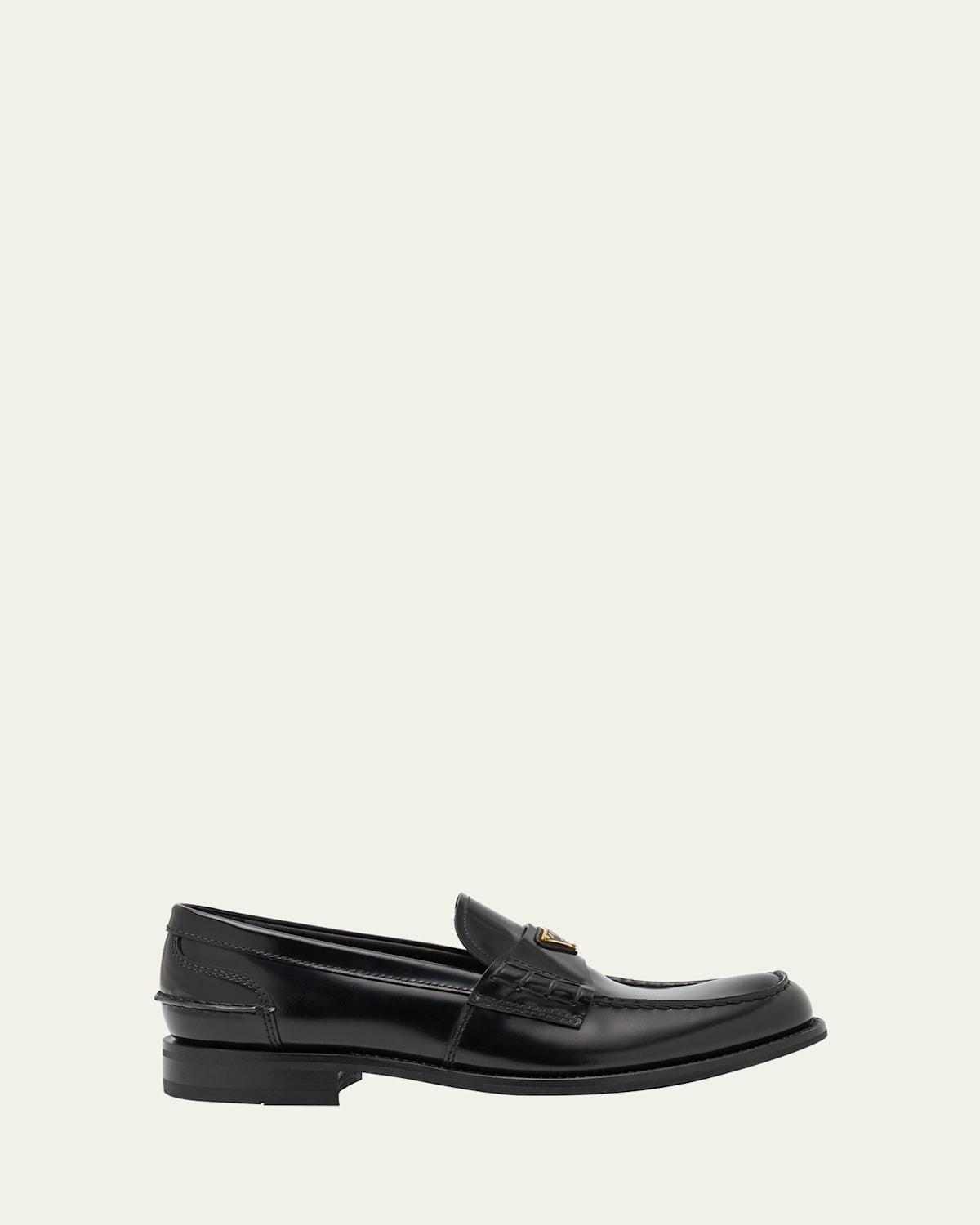 Mens Brushed Leather Split-Toe Loafers Product Image