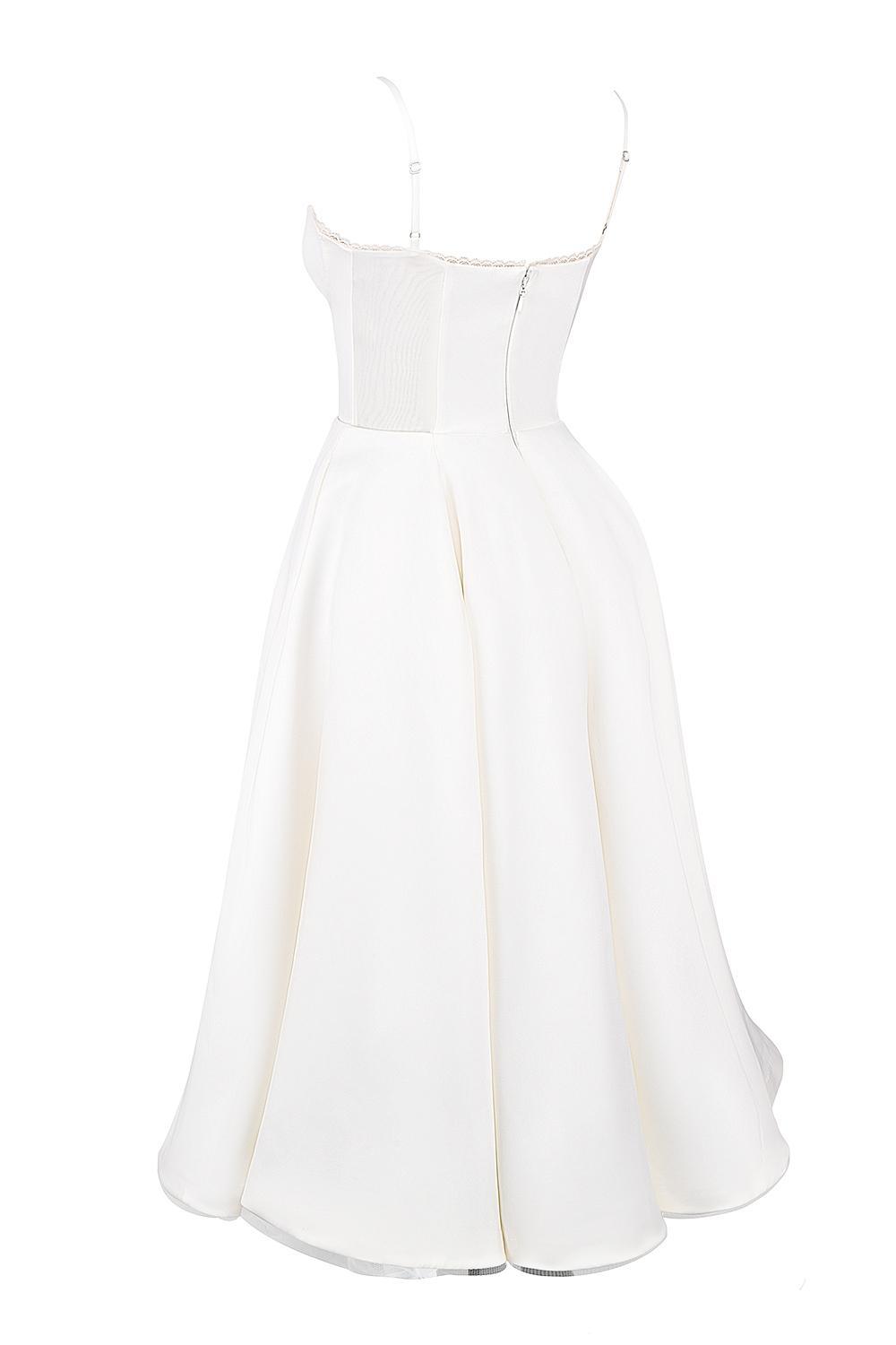 Mademoiselle White Tulle Midi Dress Product Image