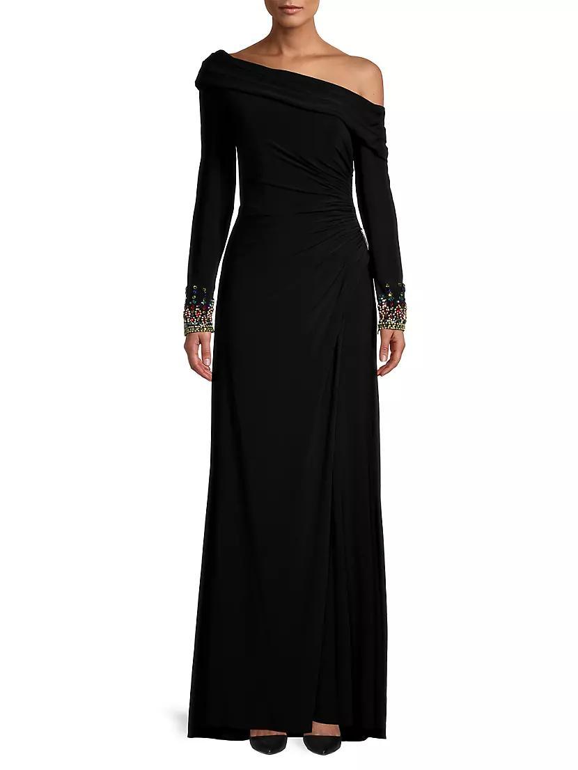 Embellished Cuff One-Shoulder Gown Product Image