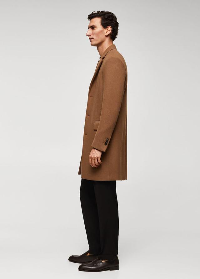 MANGO MAN - Long recycled wool coat medium brownMen Product Image