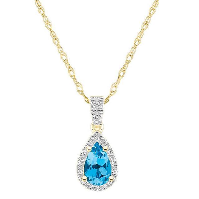 Celebration Gems 10k Gold Gemstone & Lab-Created White Sapphire Teardrop Halo Pendant Necklace, Womens Created Red Product Image