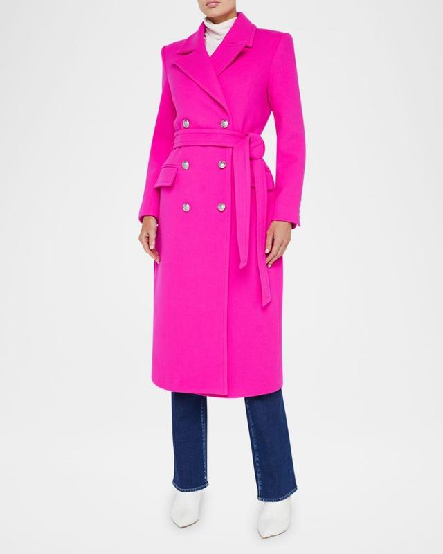 Olina Belted Long Wool Coat  Product Image