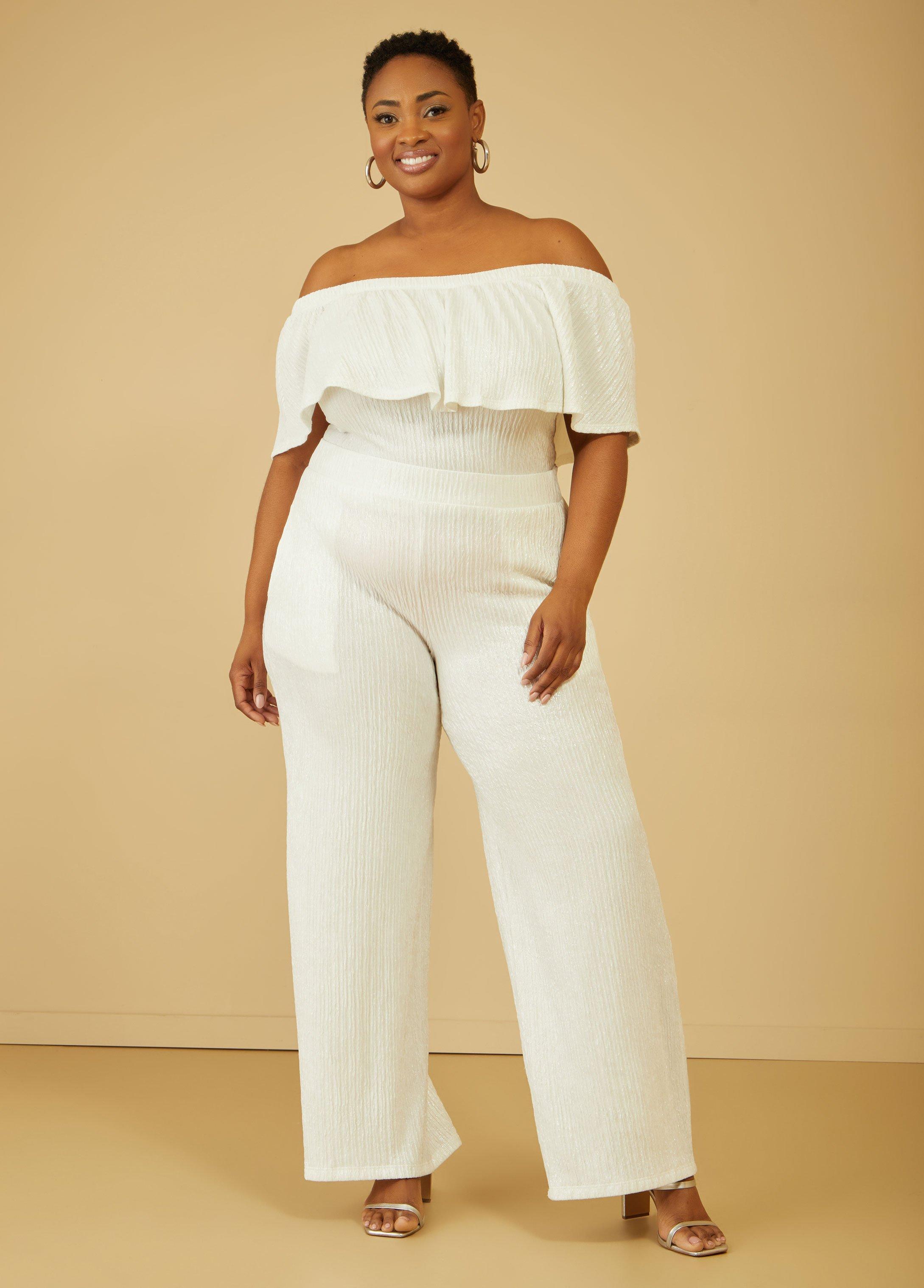 Plus Size Metallic Straight Leg Pants Ashley Stewart Product Image