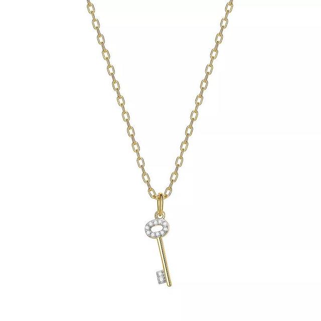 18K Gold Over Silver 1/10 Carat T.W. Diamond Key Necklace, Womens Gold Tone Product Image