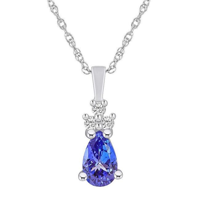 Alyson Layne 14k White Gold Pear Shape Tanzanite & 1/10 Carat T.W. Diamond Pendant Necklace, Womens Purple Product Image