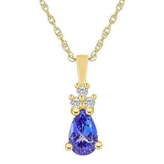 Alyson Layne 14k Gold Pear Shape Tanzanite & 1/10 Carat T.W. Diamond Pendant Necklace, Womens Purple Product Image