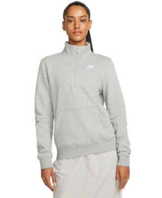 Womens Nike Sportswear Club Fleece Quarter-Zip Sweatshirt Grey Product Image