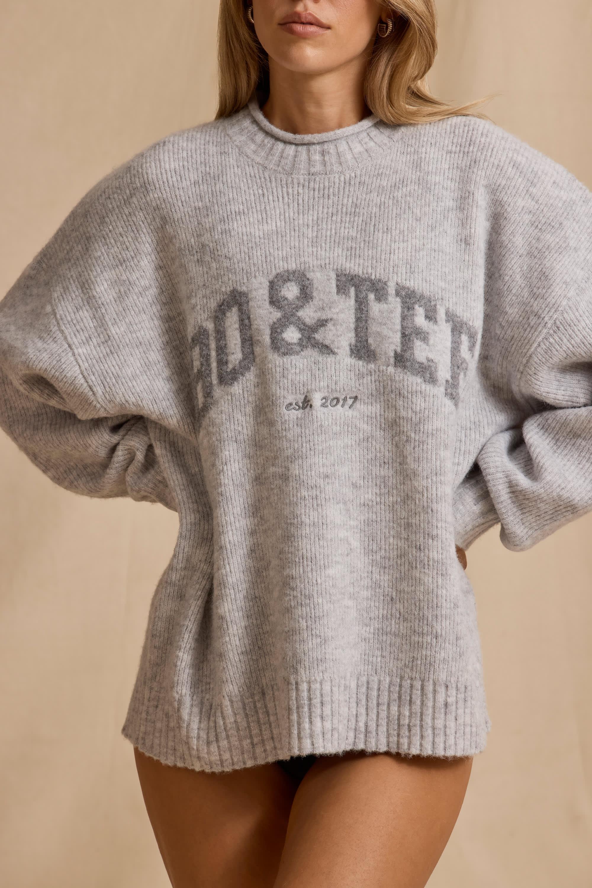 Oversized Knit Jumper in Ice Marl Product Image