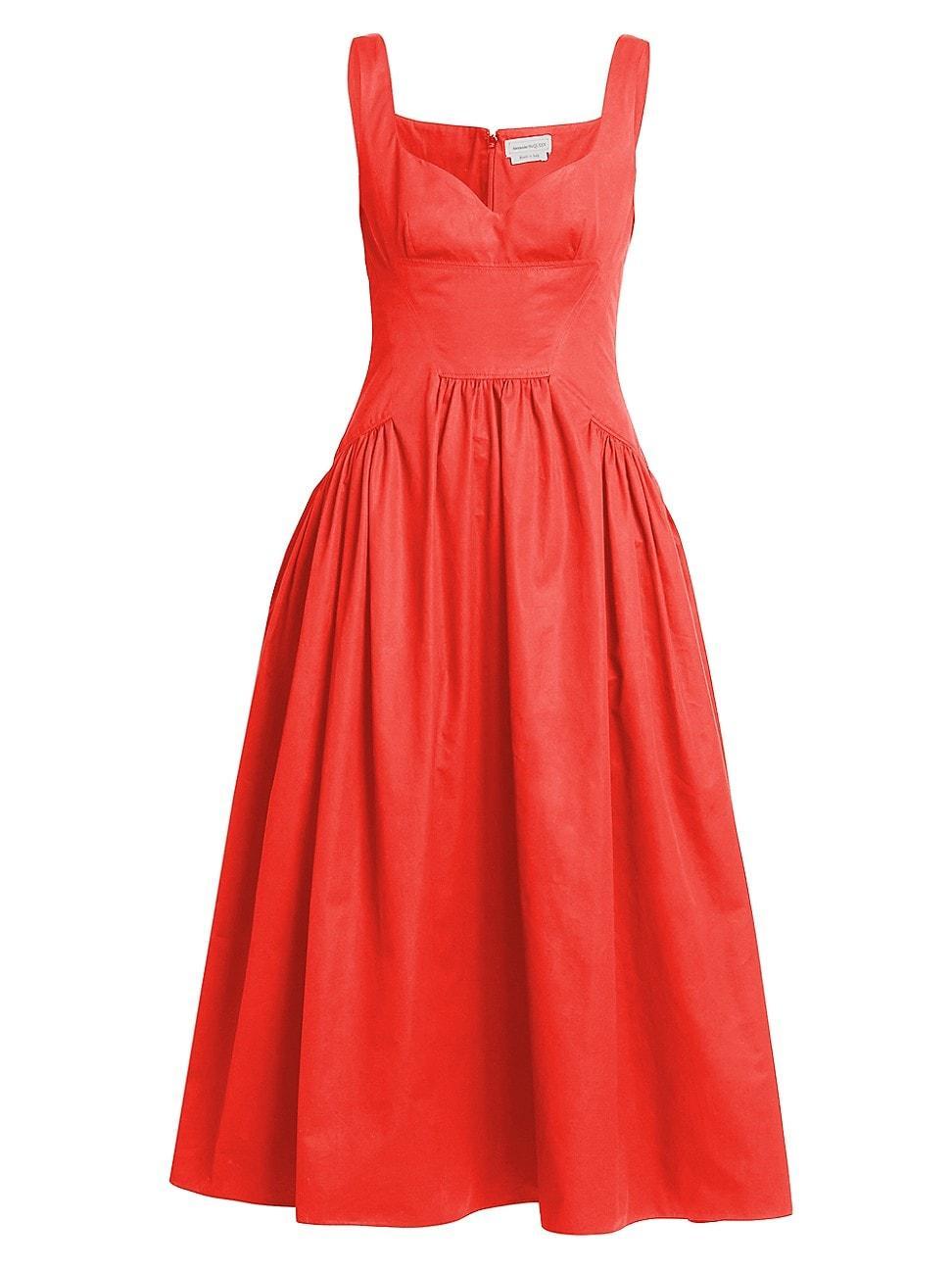 Womens Cotton Poplin Midi-Dress Product Image