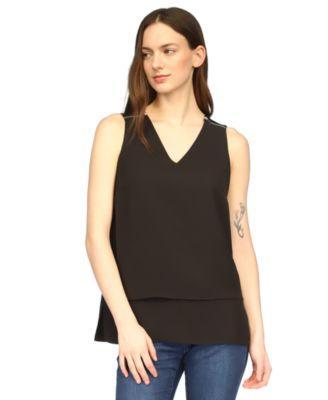 Michael Michael Kors Womens V-Neck Mixed-Media Sleeveless Top Product Image