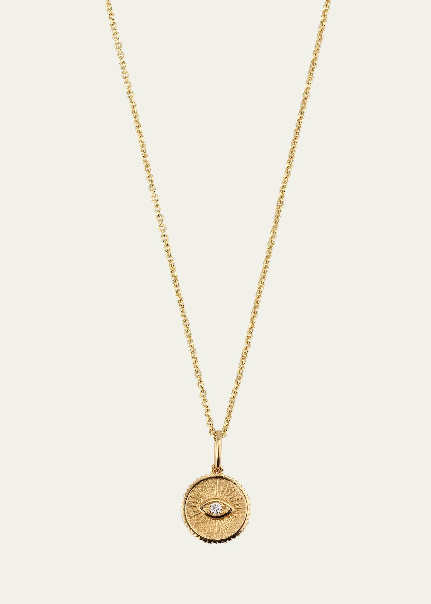 Sydney Evan 14k Diamond Evil Eye Coin Necklace - GOLD Product Image