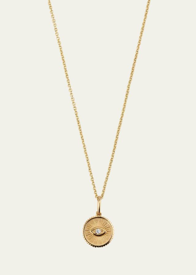 14k Diamond Evil Eye Coin Necklace Product Image