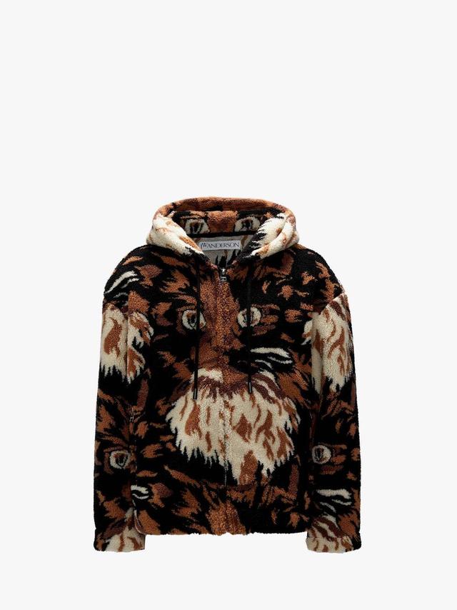 FLEECE HOODED JACKET in brown | JW Anderson US  Product Image