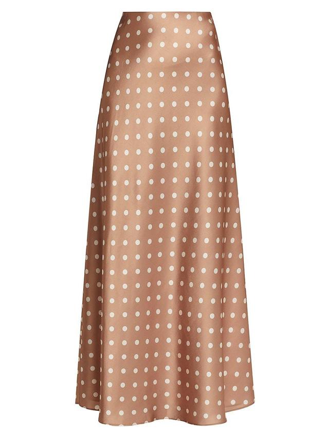 Womens Prue Polka Dot Satin Maxi Skirt Product Image