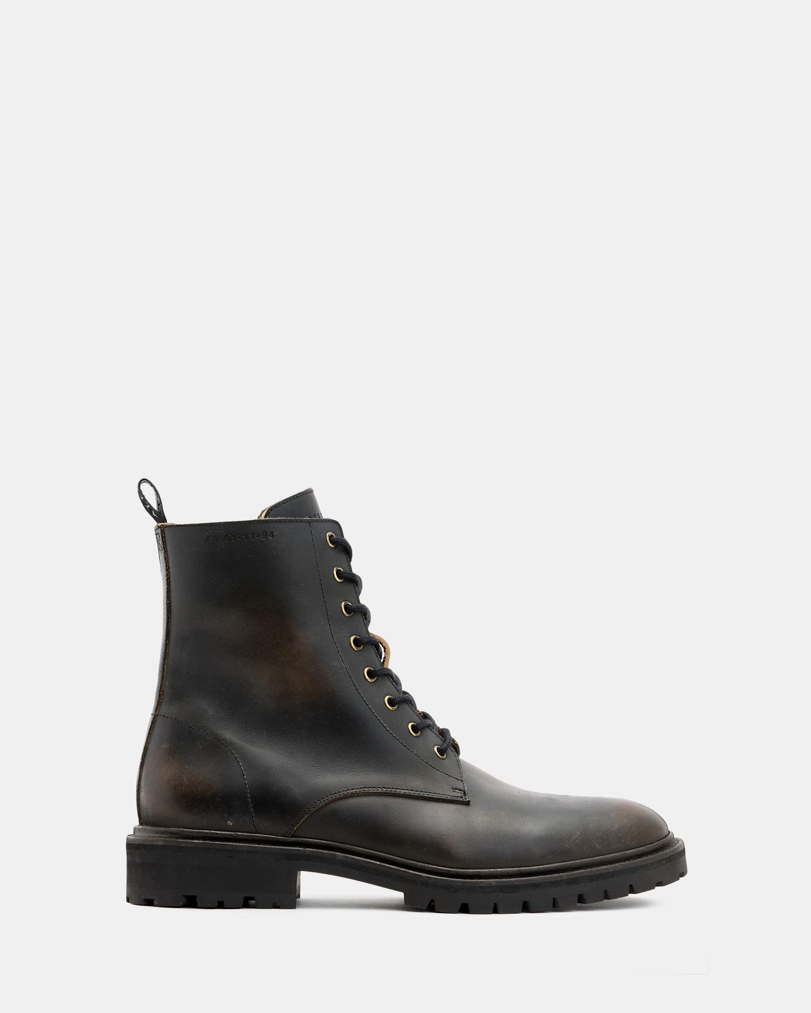 ALLSAINTS Drago Combat Boot In Dark Brown Product Image