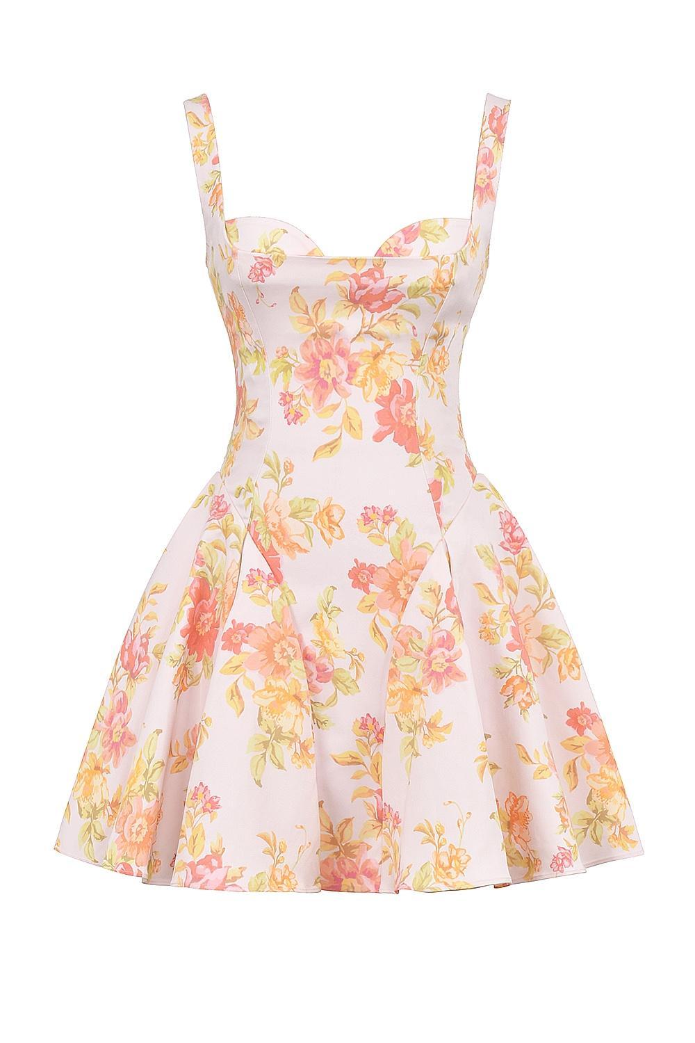 Bunny Peach Poppy Print Twill Mini Dress Product Image