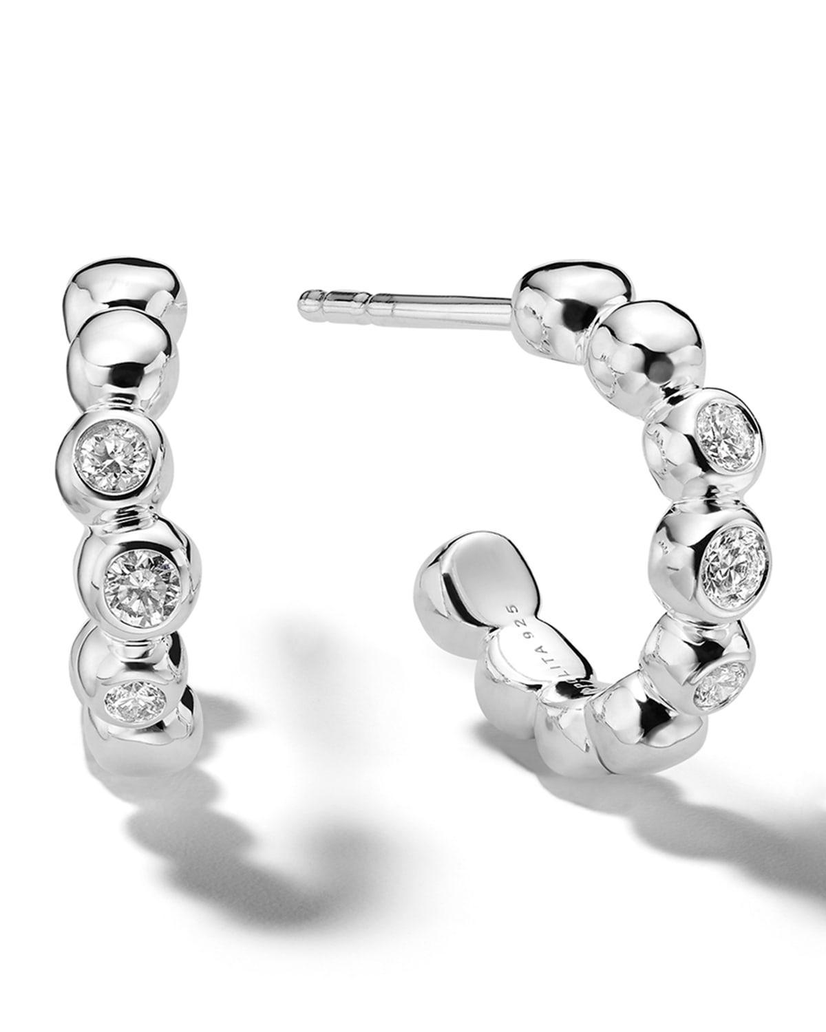 Womens Stardust Mini Sterling Silver & Diamond Hoop Earrings Product Image