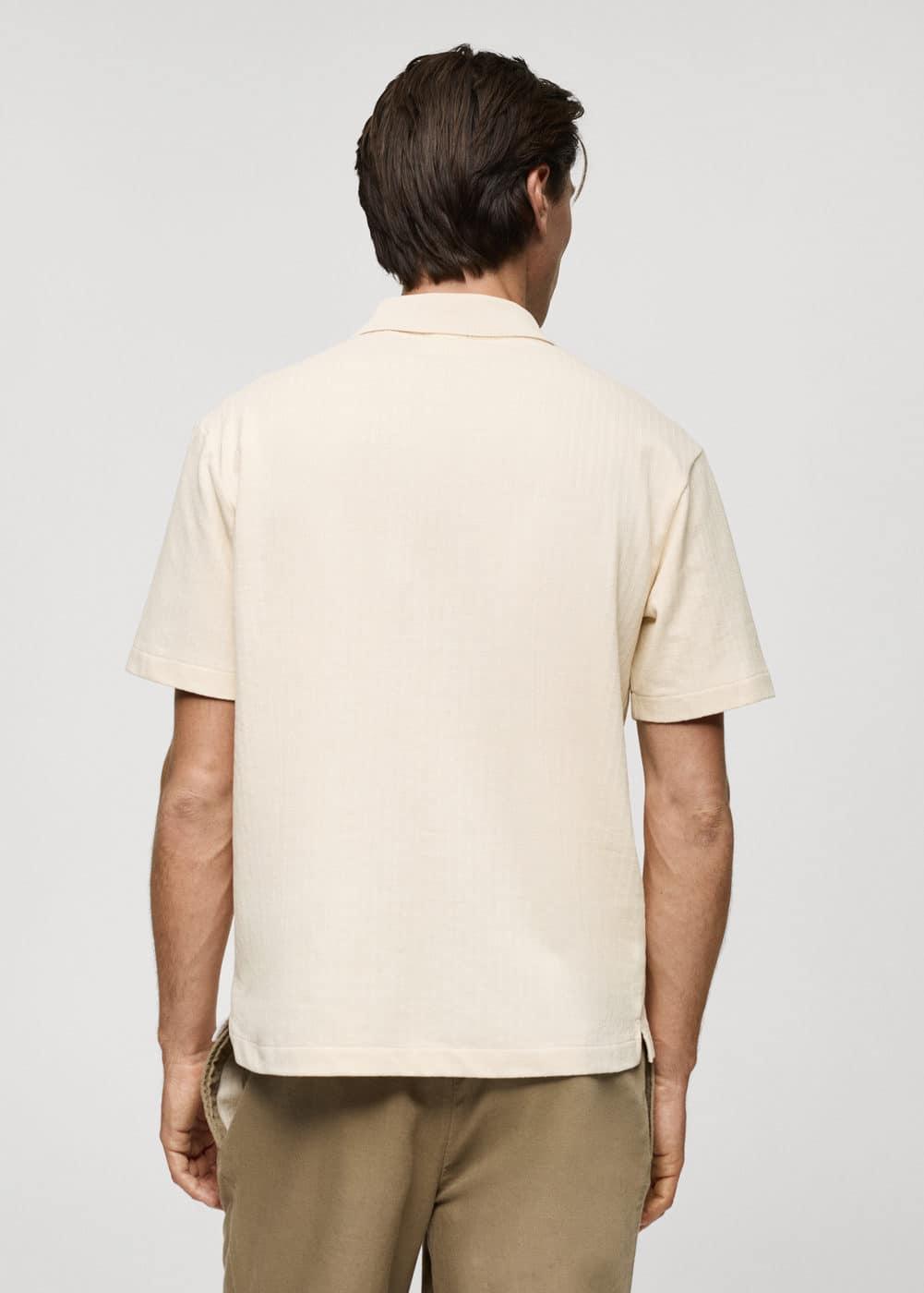 MANGO MAN - Micro-structure regular-fit cotton polo shirt whiteMen Product Image