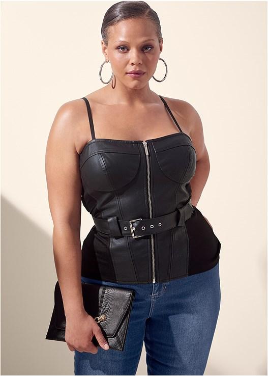 Faux-Leather Bustier Top Product Image