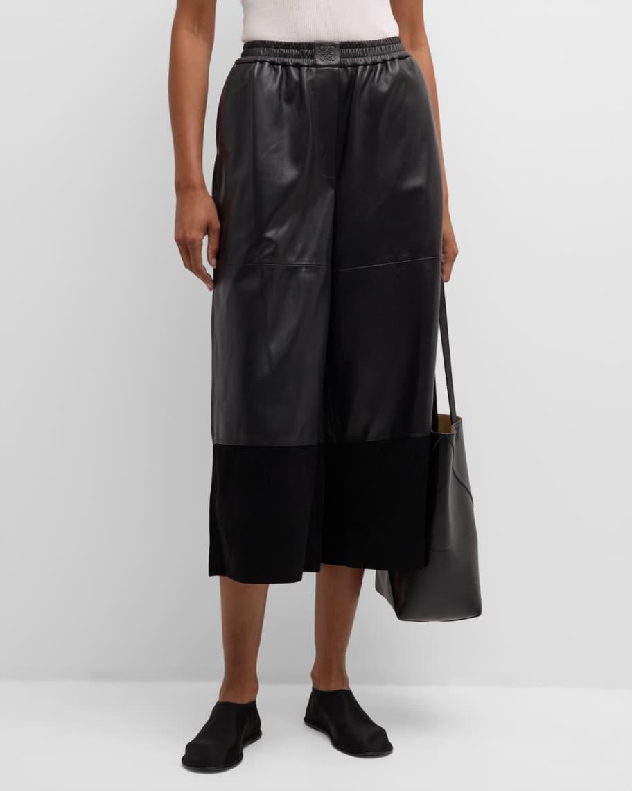 Cropped Leather and Suede Trousers Product Image