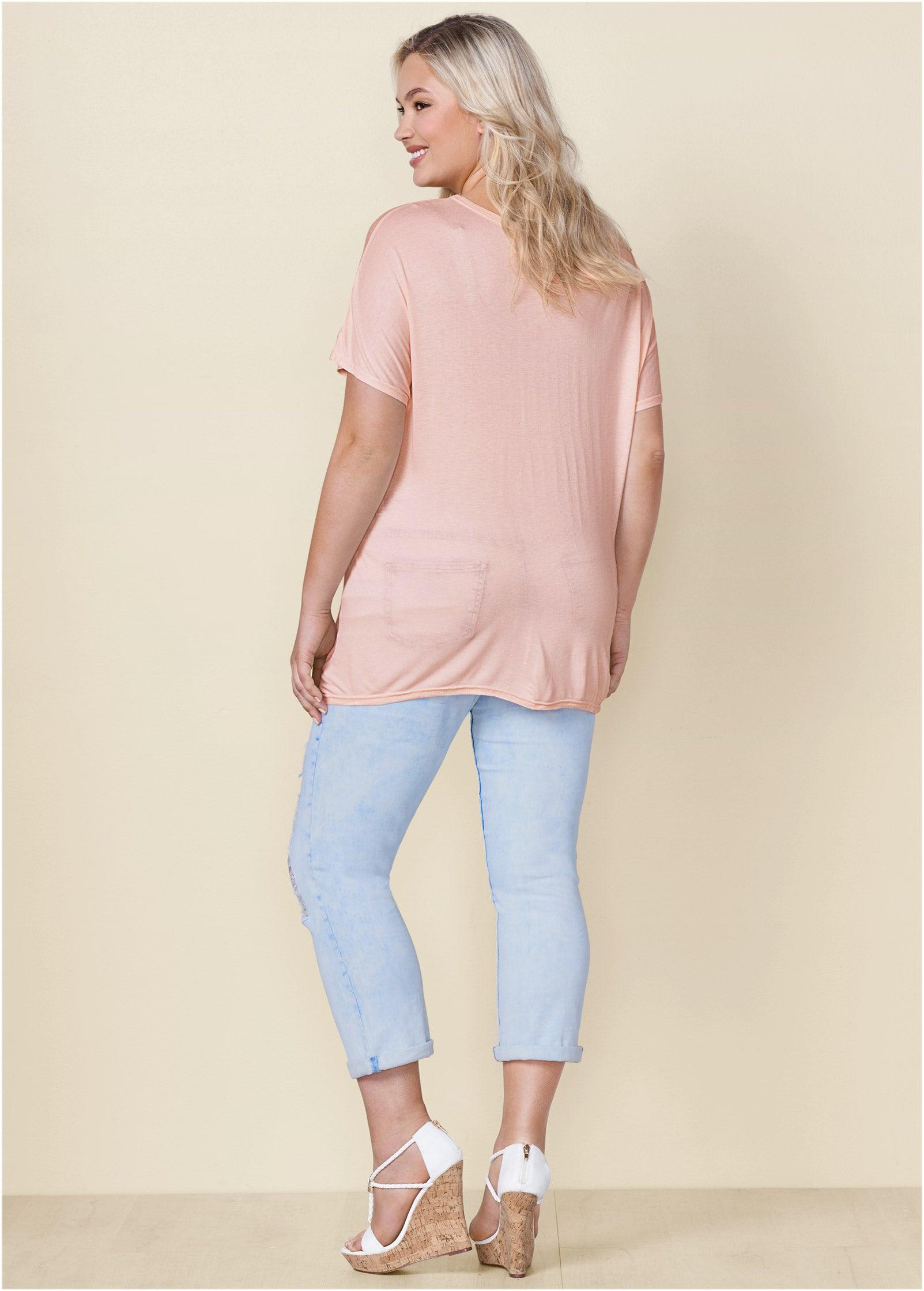 Twisted Knot Detail Tee - Blush Product Image