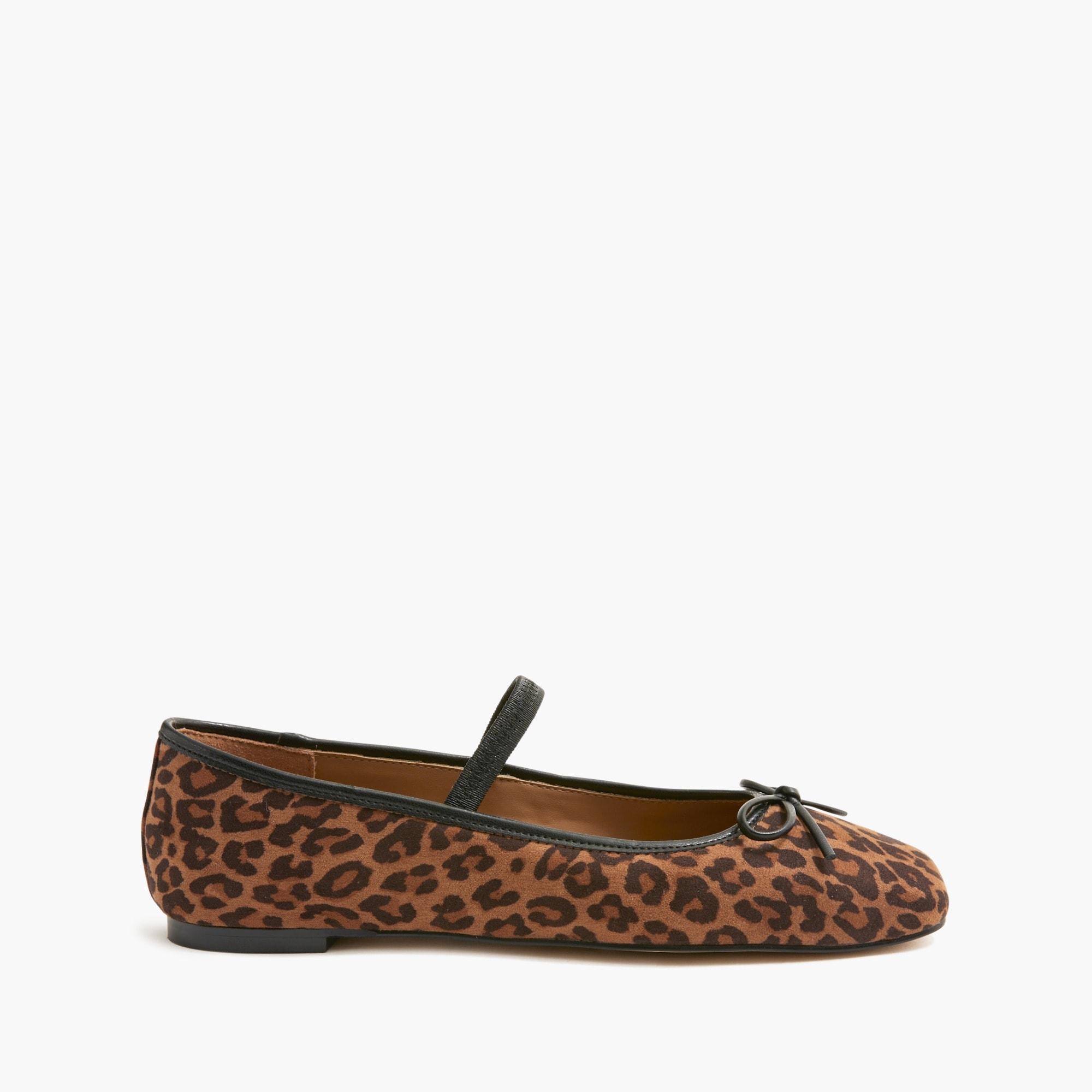 Leopard square-toe ballet flats with strap Product Image