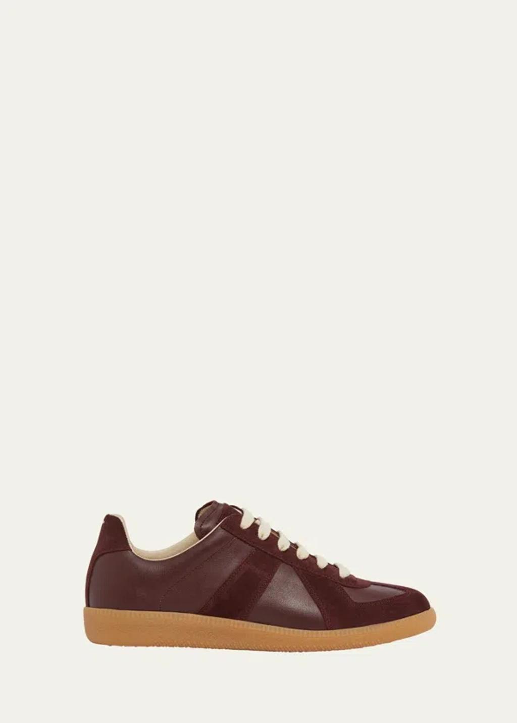 Replica Suede & Leather Sneakers In Chic Brown Product Image