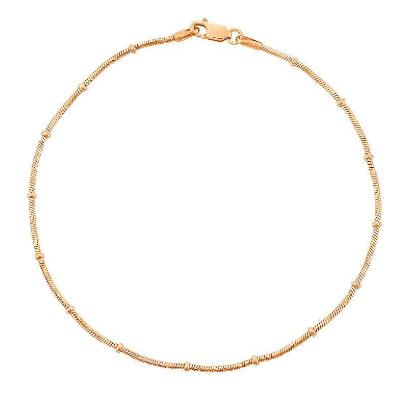 Jordan Blue 14k Gold Over Silver Snake Chain Anklet, Womens, Pink Product Image