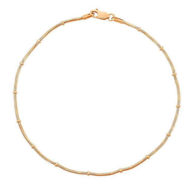 Jordan Blue 14k Gold Over Silver Snake Chain Anklet, Womens, Pink Tone Product Image