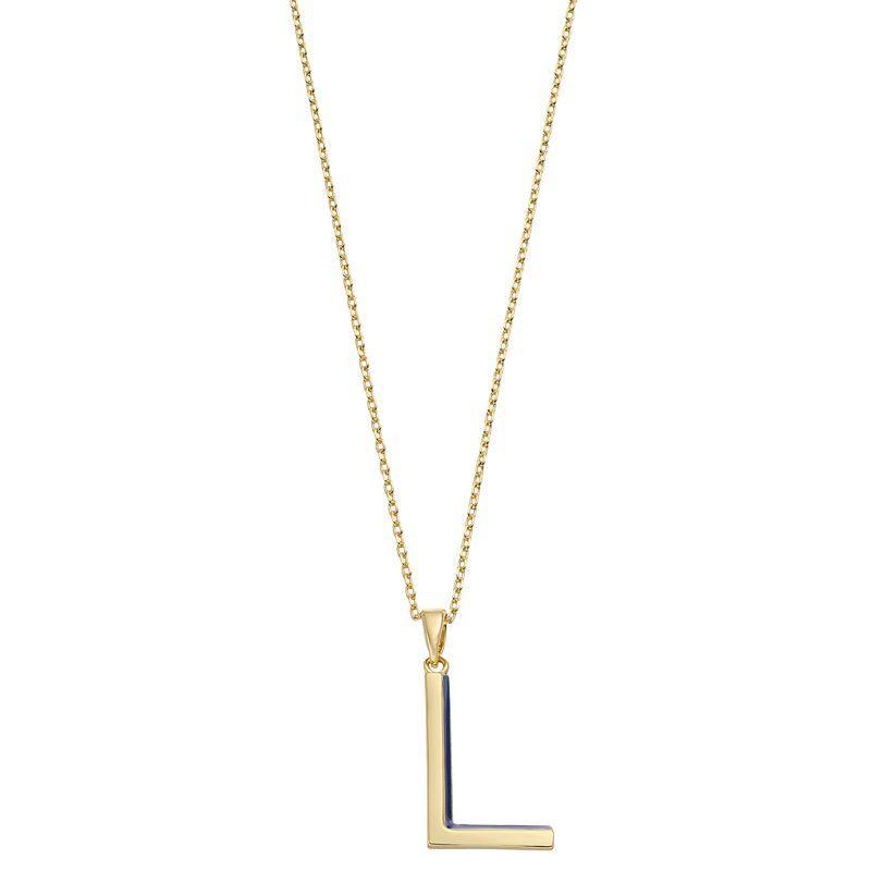 City Luxe Gold Tone Initial Charm Pendant Necklace, Womens Blue Product Image