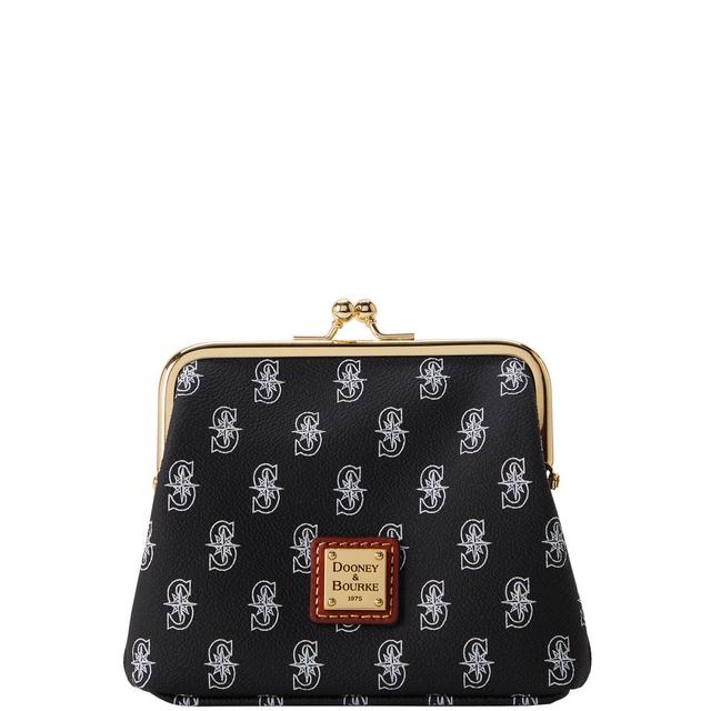 Dooney & Bourke Womens MLB Mariners Large Framed Coated Cotton Purse Bag in Black Product Image