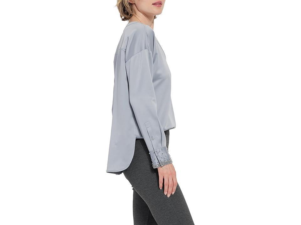 Lysse Iclyn Beaded Satin Top Fog) Women's Blouse Product Image