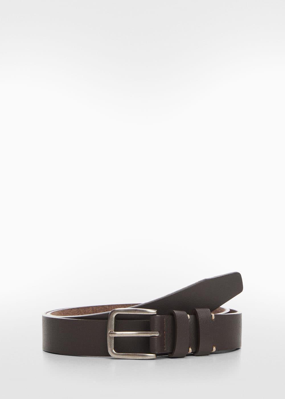 MANGO MAN - Buckle leather belt brownMen Product Image