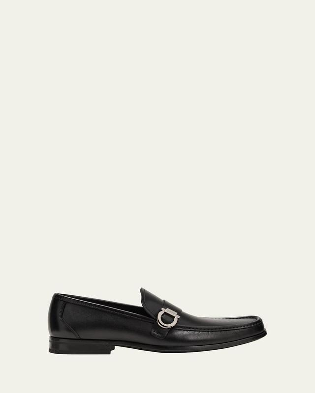 Ferragamo Mens Caspian Gancio Leather Loafers Product Image