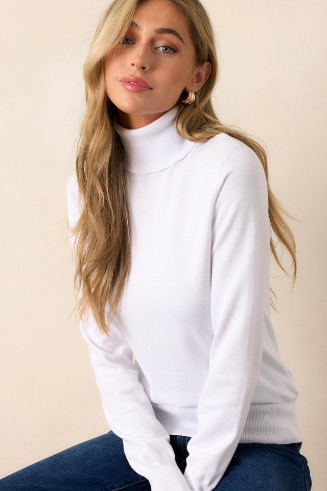 Comfortable Charm White Turtleneck Sweater Product Image