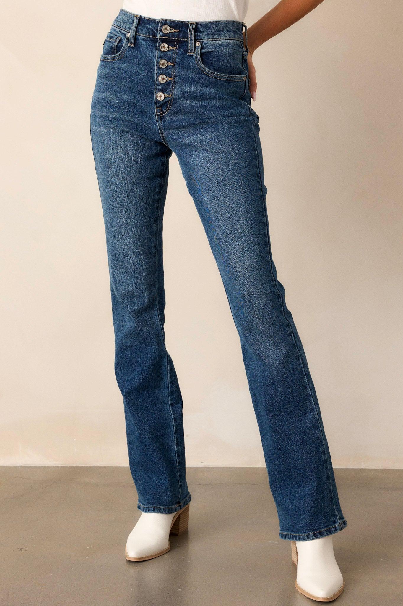 Charmed Life Dark Wash Straight Leg Jeans Product Image