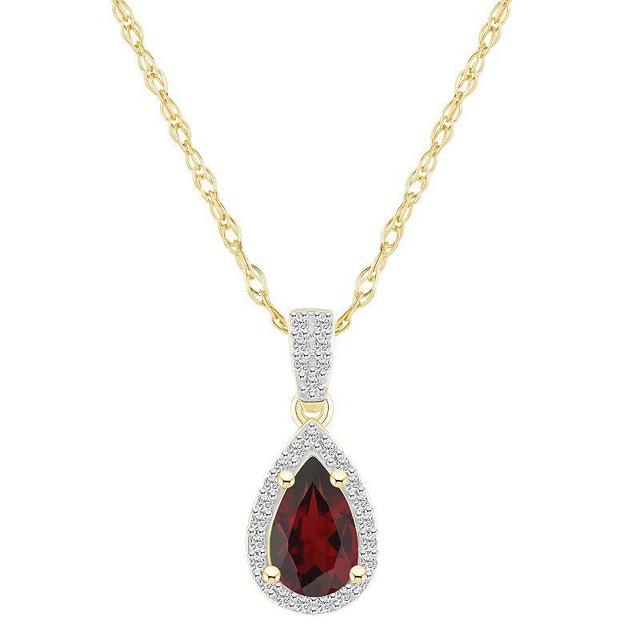 Celebration Gems 10k Gold Gemstone & Lab-Created White Sapphire Teardrop Halo Pendant Necklace, Womens Blue Product Image