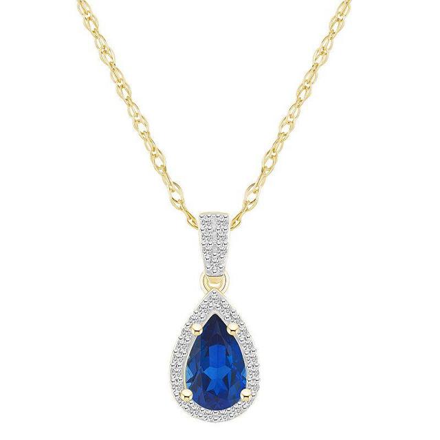 Celebration Gems 10k Gold Gemstone & Lab-Created White Sapphire Teardrop Halo Pendant Necklace, Womens Created Red Product Image